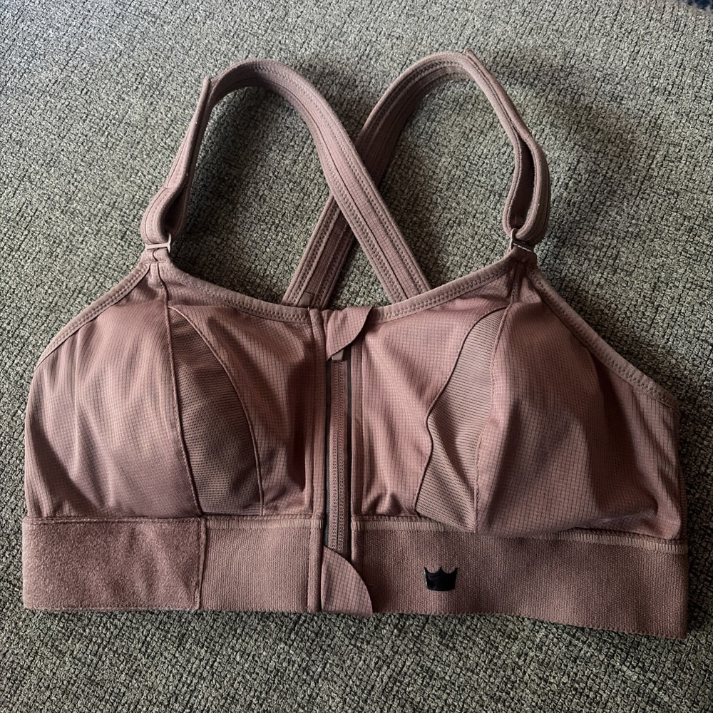SHEFIT Ultimate Sports Bra Light Brown Luxe High Impact Sz XL Adj Straps & Band